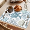 thumbnail image 3 of Blue Turtle Coastal Placemats Set of 4 Summer Beach Nautical Coral Place Mats Indoor Wipeable Table Mats Washable Cloth Dining Table Placemats for Kitchen Holiday Party Home Decor 13x19 Inch, 3 of 9