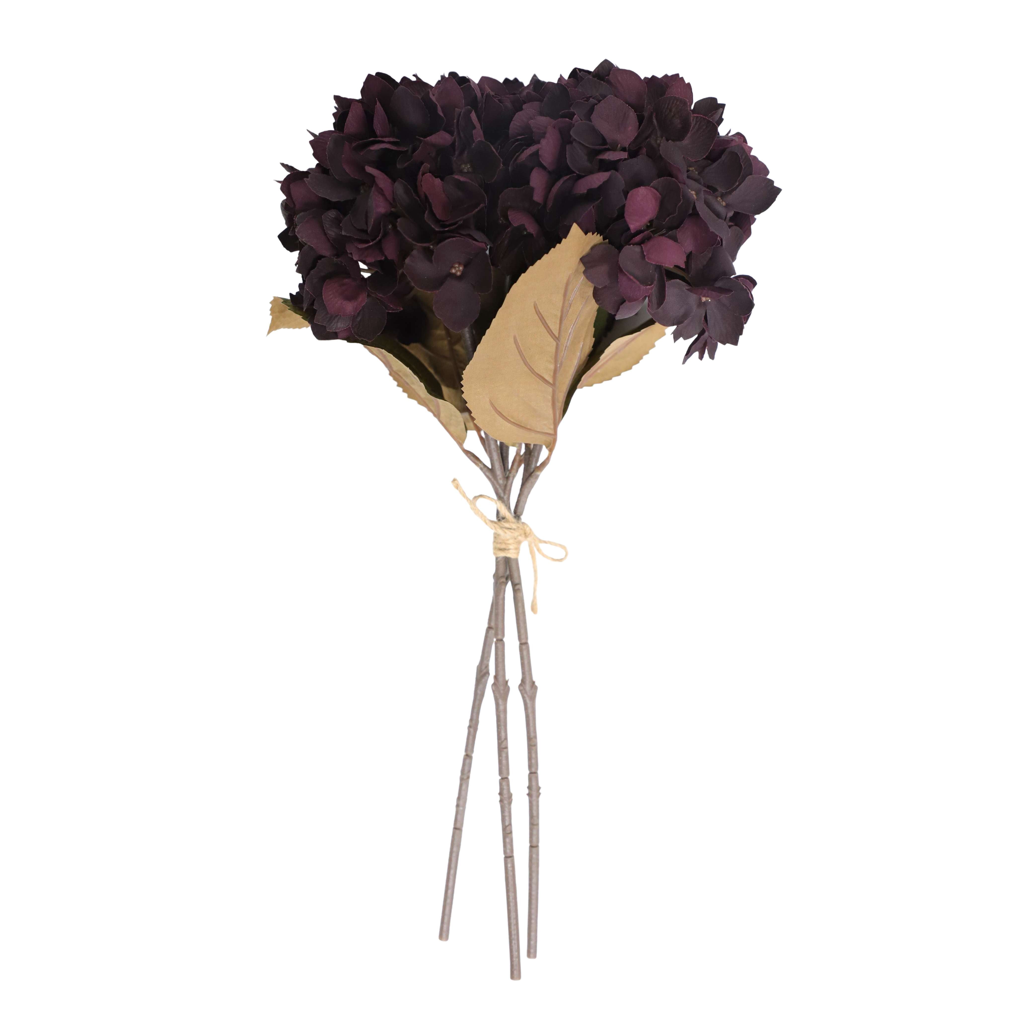 My Texas House Fall Faux Hydrangea Bundle, Dark Purple, 20"