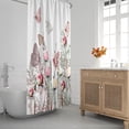 thumbnail image 2 of Butterfly Shower Curtain 72 x 72 Inch, Watercolor Floral Pink Peony Shower Curtain Flower Plants Shower Curtain Spring Bathroom Decor, Polyester Fabric Waterproof with Hooks, 2 of 6