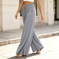 thumbnail image 4 of BRELIL Women's Wide Leg Elastic Waist Pants with Pockets Casual Loose Lounge Pants Solid Long Trousers Vacation Travel Outfits, Gray 2XL, 4 of 6