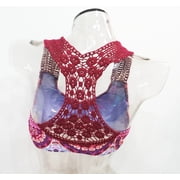 SO Burgundy Lace Crochet 2-Piece Bikini Top & Bottom Set Juniors Womens XL