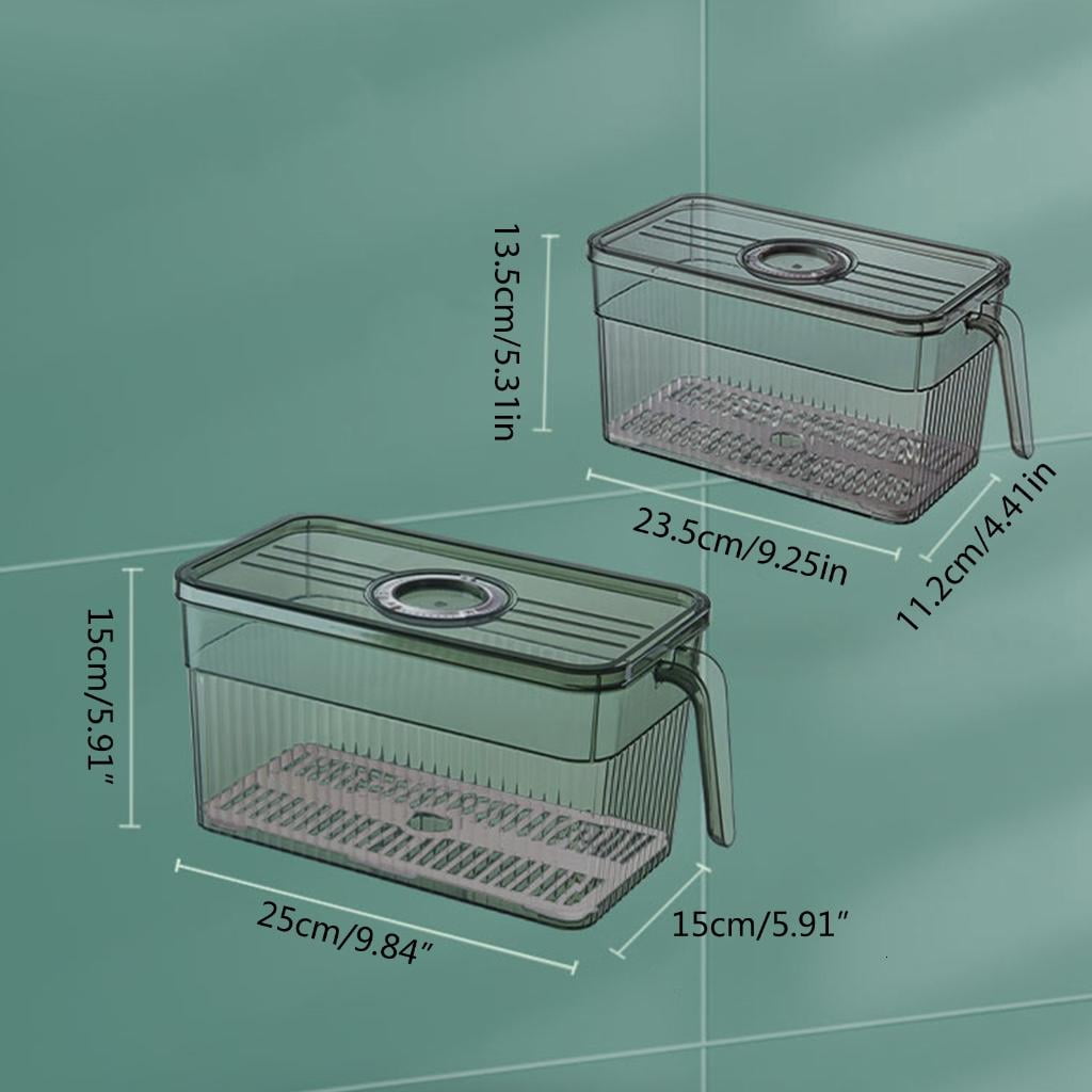 Refrigerator Storage Box with Handle Lids Kitchen Food Container for Fridge Cabinet Fruits Vegetables Meat Eggs