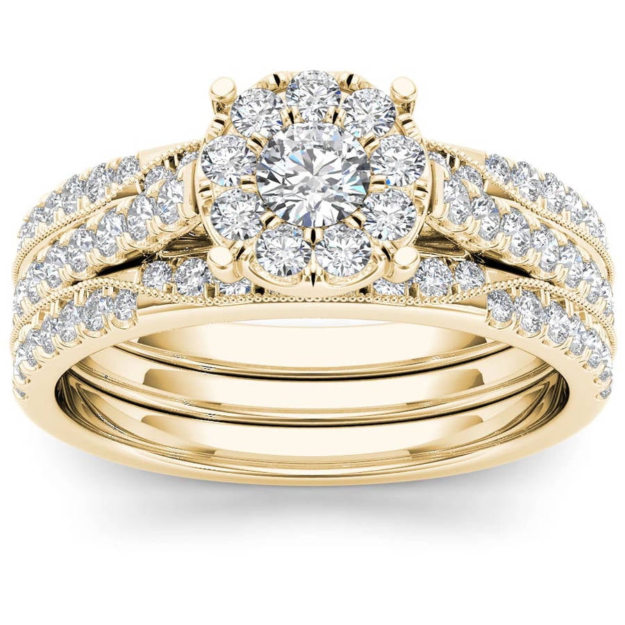 Imperial 1 Carat T.W. Diamond Single Halo 14kt Yellow Gold Engagement Ring Set by Imperial Jewels
