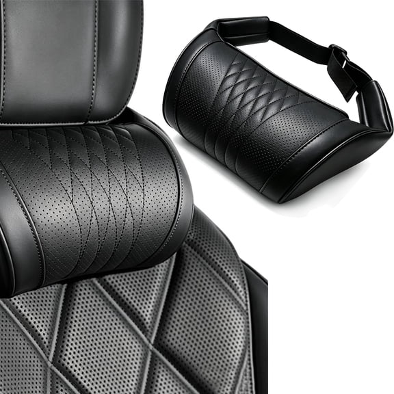 Universal Memory Foam Car Headrest Neck Pillow, Neck Pillow for Driving, Slow Rebound Foam, Adjustable Elastic Strap, Removable Washable Cover for SUV