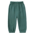 thumbnail image 2 of Zaldita Toddler Boy Girl Cotton Linen Harem Pants Elastic Waist Casual Bloomers Trousers Plain Legging Bottoms Green 2-3, 2 of 2