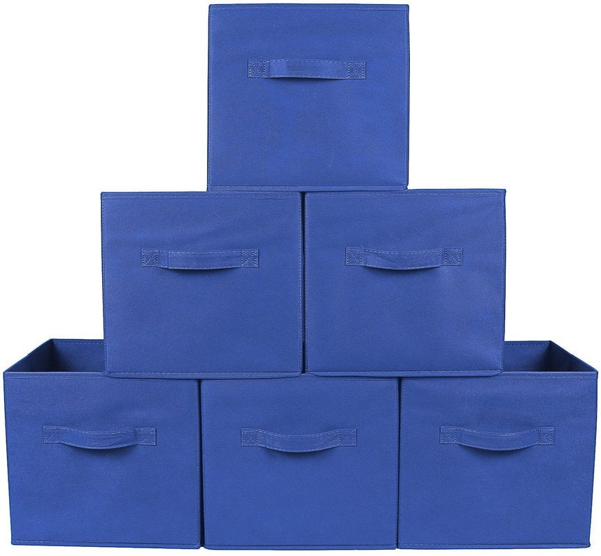 Greenco Foldable Fabric Storage Cubes NonWoven Fabric Royal Blue