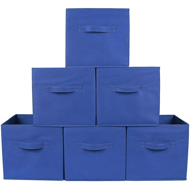 Greenco Foldable Fabric Storage Cubes, 6 Pack, Royal Blue