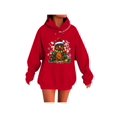 thumbnail image 2 of Zynoxe Hooded Sweatshirt Women with Kangaroo Pocket Drawstring Pullover Hoodie Realxed Long Sleeve Print Sweatshirts Fashionable Christmas Sweatshirts for Women #B Red S, 2 of 6