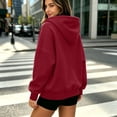 thumbnail image 4 of WQNVRNR Womens Zip Up Hoodie Sweatshirt Long Sleeve Fall Oversized Casual Hooded Jacket with Pockets Red 2XL, 4 of 8