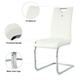thumbnail image 3 of Dining Chairs Set of 4, Faux Leather Dining Room Chairs with Silver Metal Legs Modern Upholstered Armless Side Chair for Home Kitchen Dining Room Living Room Bedroom Office, White, 3 of 9