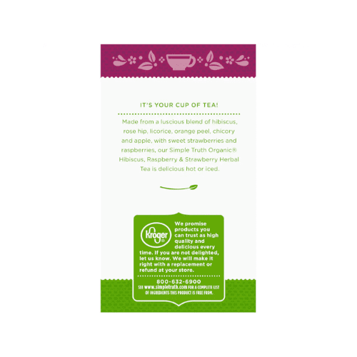 Simple Truth Organic Elderberry Herbal Tea,Tea Bags,Simple Truth Organic Hibiscus Strawberry & Raspberry Herbal Tea,Tea Bags, Simple Truth Organic Ginger Turmeric Herbal Tea,3 Pack