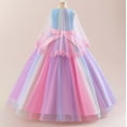 thumbnail image 6 of TAIAOJING Toddler Girls Gradient Rainbow Tutu Princess Dress With Bow Detail Long Sleeve Party Gown For Birthday & Dance Recital Fashionable 5-6Y, 6 of 7