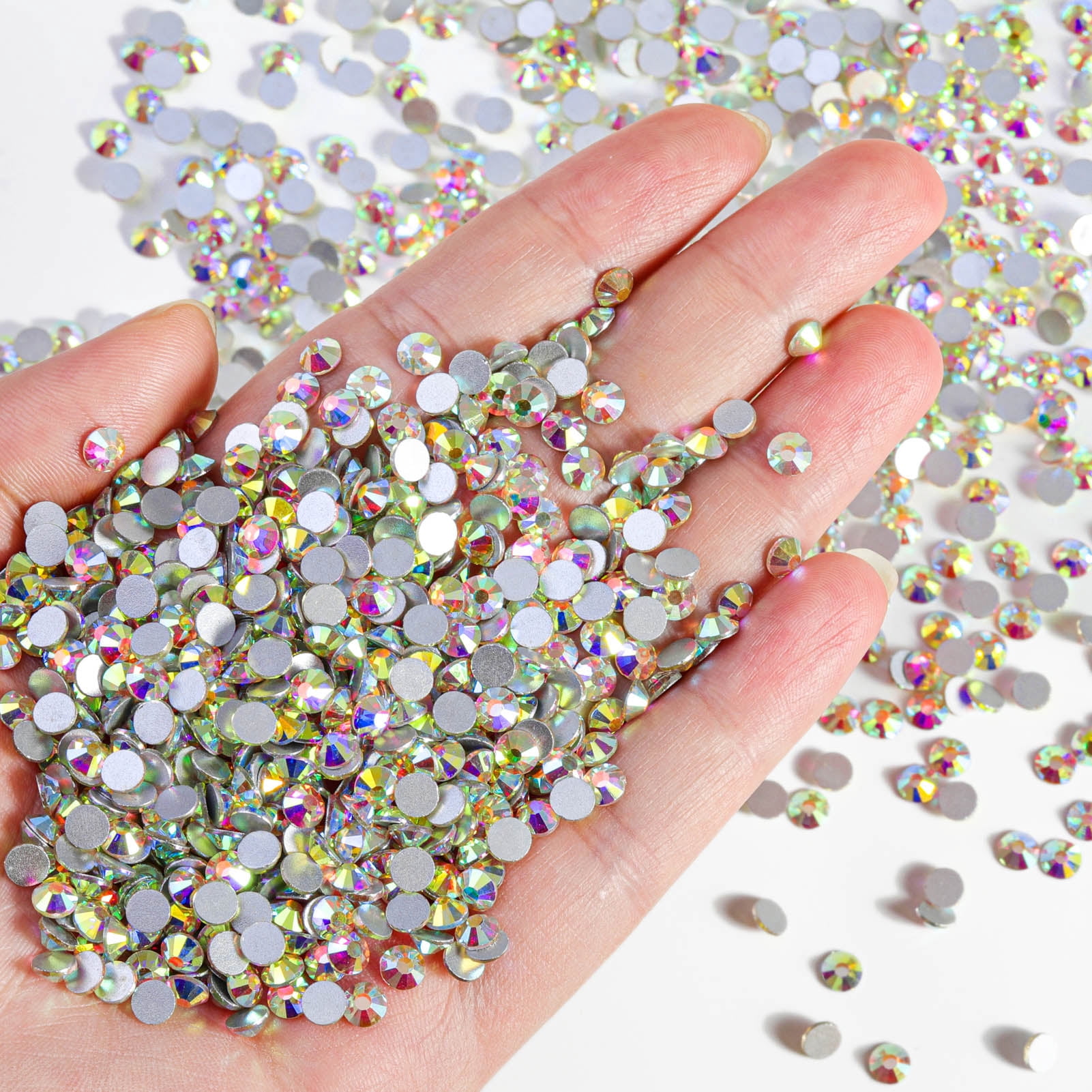 Beadsland Flatback Rhinestones Bulk,14400pcs, Crystal AB, SS10, 2.7-2.9mm