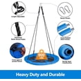 thumbnail image 2 of 40 Inch Blue Saucer Tree Swing Set for Kids Adults 800lb Weight Capacity Waterproof Flying Swing Seat Textilene Fabric with Adjustable Hanging Ropes for Outdoor Playground, Backyard, 2 of 7