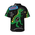 thumbnail image 3 of Easygdp Space Dino Cartoon Black Men's Hawaiian Shirts Print Lapel Short Sleeve for Beach, vacation, party, casual occasions - 3X-Large, 3 of 9