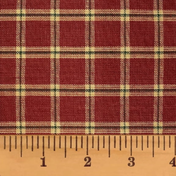 JCS Vintage Christmas 3 Red Green Plaid Homespun Cotton Fabric Sold by the Yard
