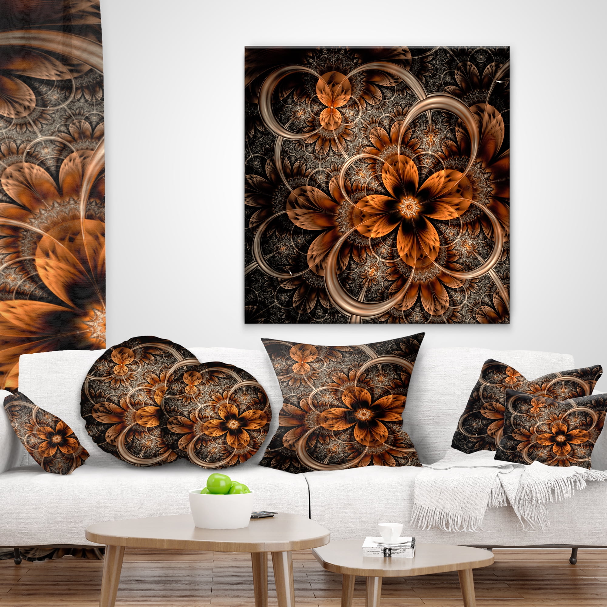 Designart 16" x 16" Orange Polyester Throw Pillow