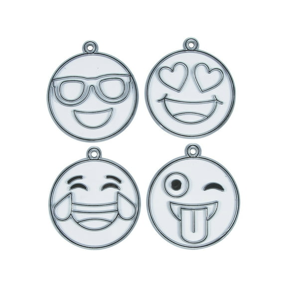 Emoji Suncatchers, Craft Supplies, Suncatchers, Bulk Craft Accessories, 24 Pieces, Clear/Iridescent