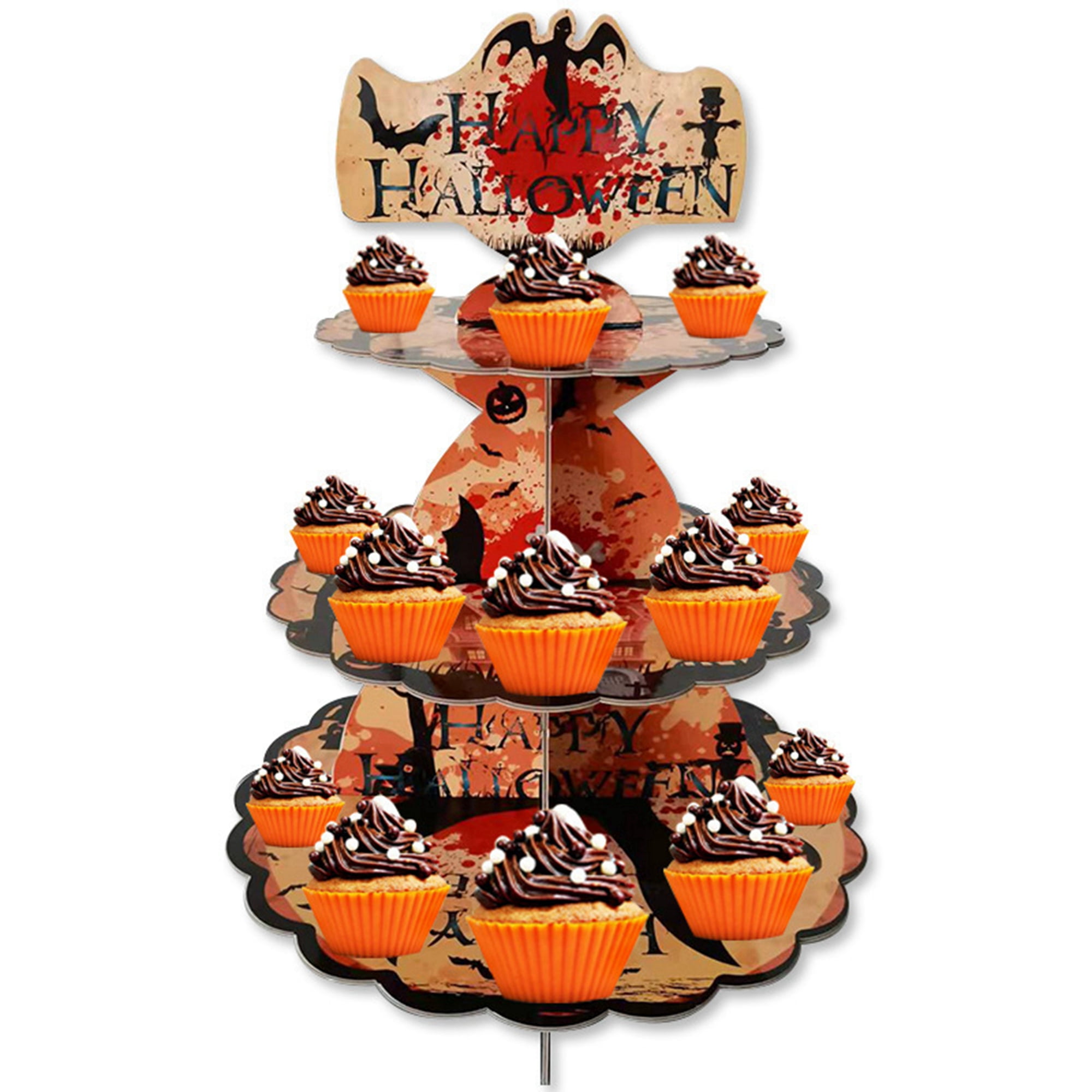 3 Tiers Halloween Cake Stand, Halloween Print Cupcakes Holder Party