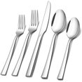 thumbnail image 1 of 60-Piece Silverware Set, E-far Stainless Steel Flatware Set Service for 12, Tableware Cutlery Set for Home Restaurant Party, Dinner Forks/Spoons/Knives, Square Edge & Mirror Polished, Dishwasher Safe, 1 of 7
