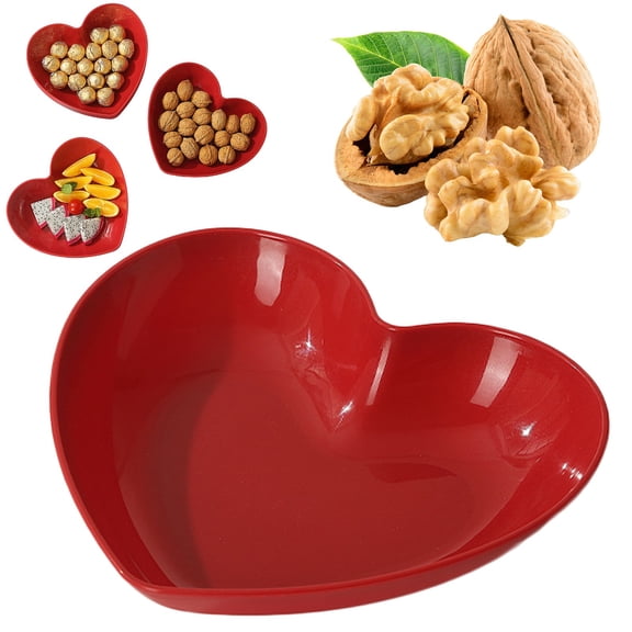 Valentine’s Day Heart-Shaped Candy Dish – Red Plastic Snack Bowls for Candy, Fruit, Desserts, Party Tableware