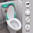 thumbnail image 3 of HELLHERO Turquoise Garden View Toilet Seat Cover Replacement, Easy to Install Polyester Toilet Cover, U-Shaped, 3 of 8