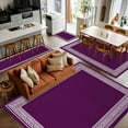 thumbnail image 5 of Dark Purple Geometric 3x5 Area Rugs, White Greek Key Design Abstract Modern Art Non-Skid Rubber Backing Large Rectangle Rugs - Living Room Bedroom Home Office, Indoor Floor Mat Carpets Washable Rug, 5 of 9