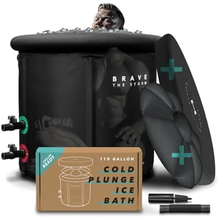 Cold Plunge Tub for Ice Baths at Home - 110 Gal Outdoor & Indoor Cold Water Plunge Tub with Lid - Water Chiller Compatible - XL Recovery Cold Plunge for Athletes - Portable Ice Bath & Accessories