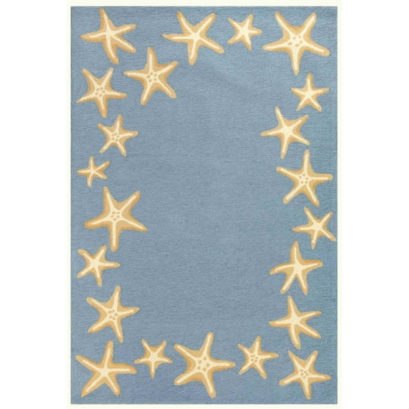 Liora Manne Capri Starfish Border Rug Bluewater 24"X8' CAPR8171003
