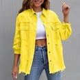 thumbnail image 5 of Womens Oversized Denim Jacket Retro Button Up Frayed Hem Jean Shacket Vintage Long Sleeve Loose Outerwear with Pockets, 5 of 6