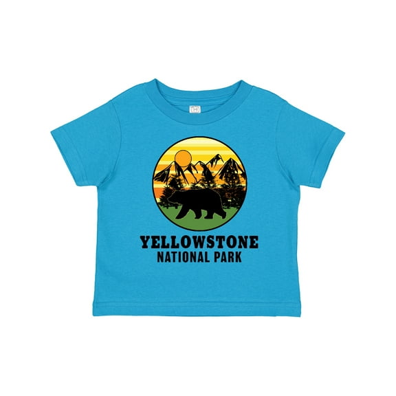 Inktastic Yellowstone National Park with Bear Mountains and Trees Cricle Boys or Girls Toddler T-Shirt