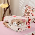 thumbnail image 6 of Homewish Cute Dog Zipper Queen Comforter Set with Fitted Sheet and 2 Pillowcases,Valentine's Day Love Print Zipper Bedding Set,Cream,Pink Reversible,4pcs, 6 of 8