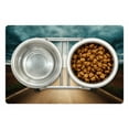 thumbnail image 1 of Landscape Pet Mat for Food and Water, Road Through Empty Fields with Dramatic Sky Dark Clouds and Symmetric Composition, Non-Slip Rubber Mat for Dogs and Cats, 18" X 12", by Ambesonne, 1 of 2