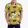 thumbnail image 2 of Balery Horsemen In Horseraces Printed Men’s Short Sleeve Polo Shirt, Midweight Men's Shirt,Golf Polo shirts -X-Large, 2 of 8