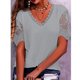 thumbnail image 2 of Top de manga corta Apalfuy con cuello en V y ribete de encaje Gris L, 2 of 4