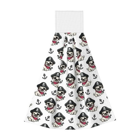 

Horeoi Pirate Puppy Print Coral Fleece Microfiber Hanging Hand Towel Absorbent Hand Towel Quick Dry Thicken Cleaning Cloths Wipes Rags for Kitchen & Bathroom