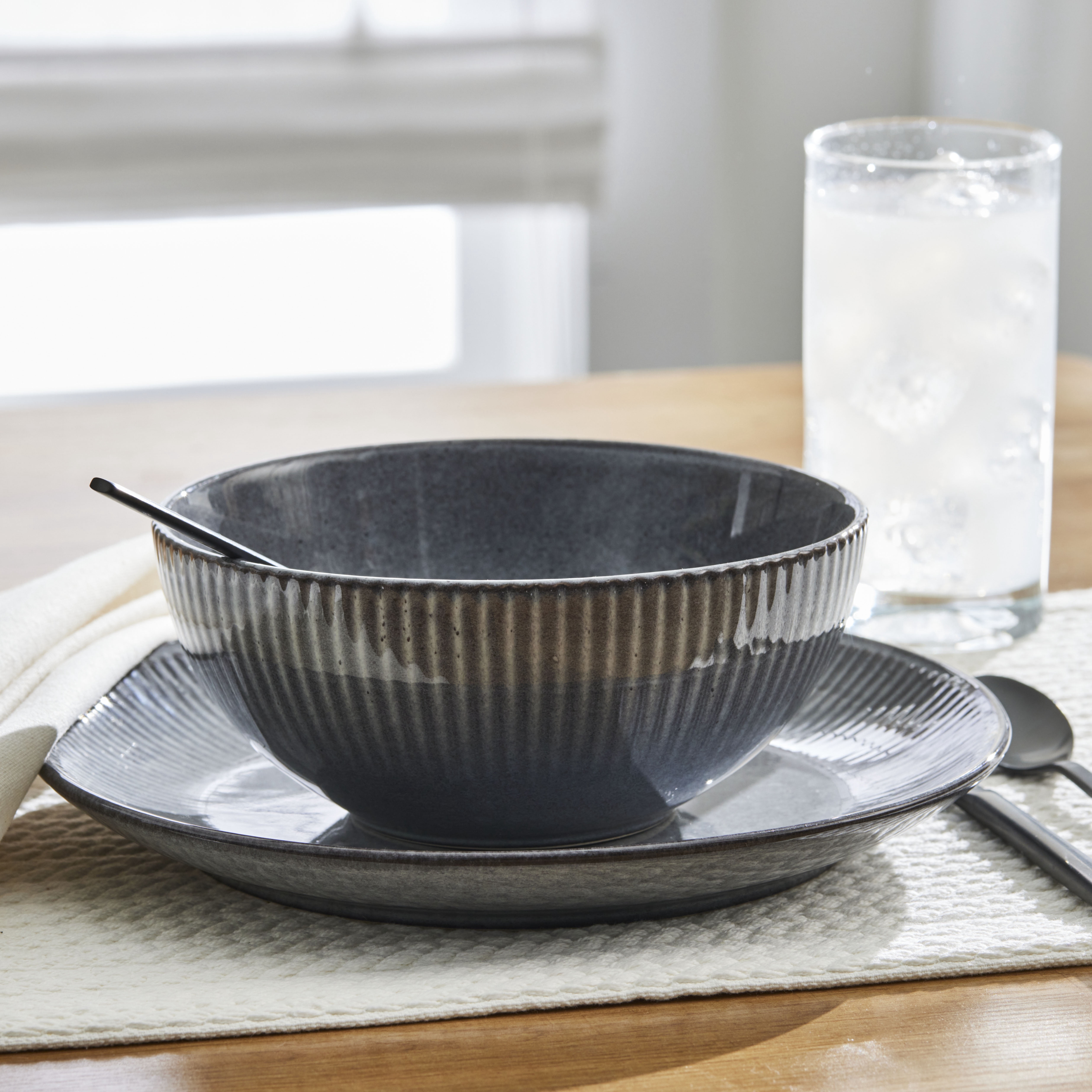 (2 pack) Better Homes & Gardens Sawyer Stoneware Cereal Bowl Grey