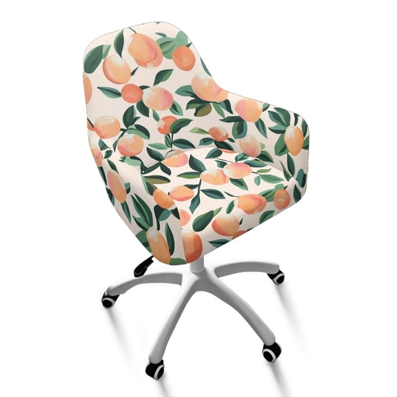 Whosucclay Peach Leaves Print Curved Back Chair Slipcover Stretch Dining Chair Cover Removable Kitchen Chair Cover Modern Bar Stools Covers for Kitchen Party Banquet Decor