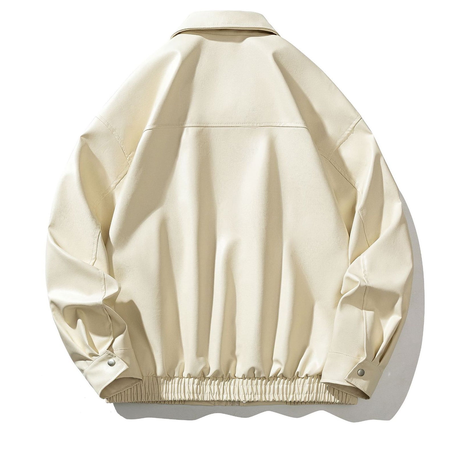 Miluxas Men's Leather Classic Jacket Mens Leather coat with Zip Out Beige 14(XXXL)