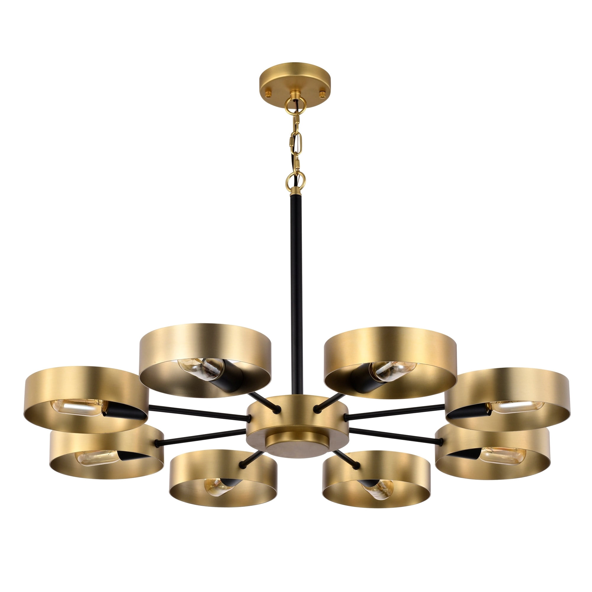 Vibiana 32 in. 8-Light Indoor Satin Brass Finish Chandelier with Light Kit