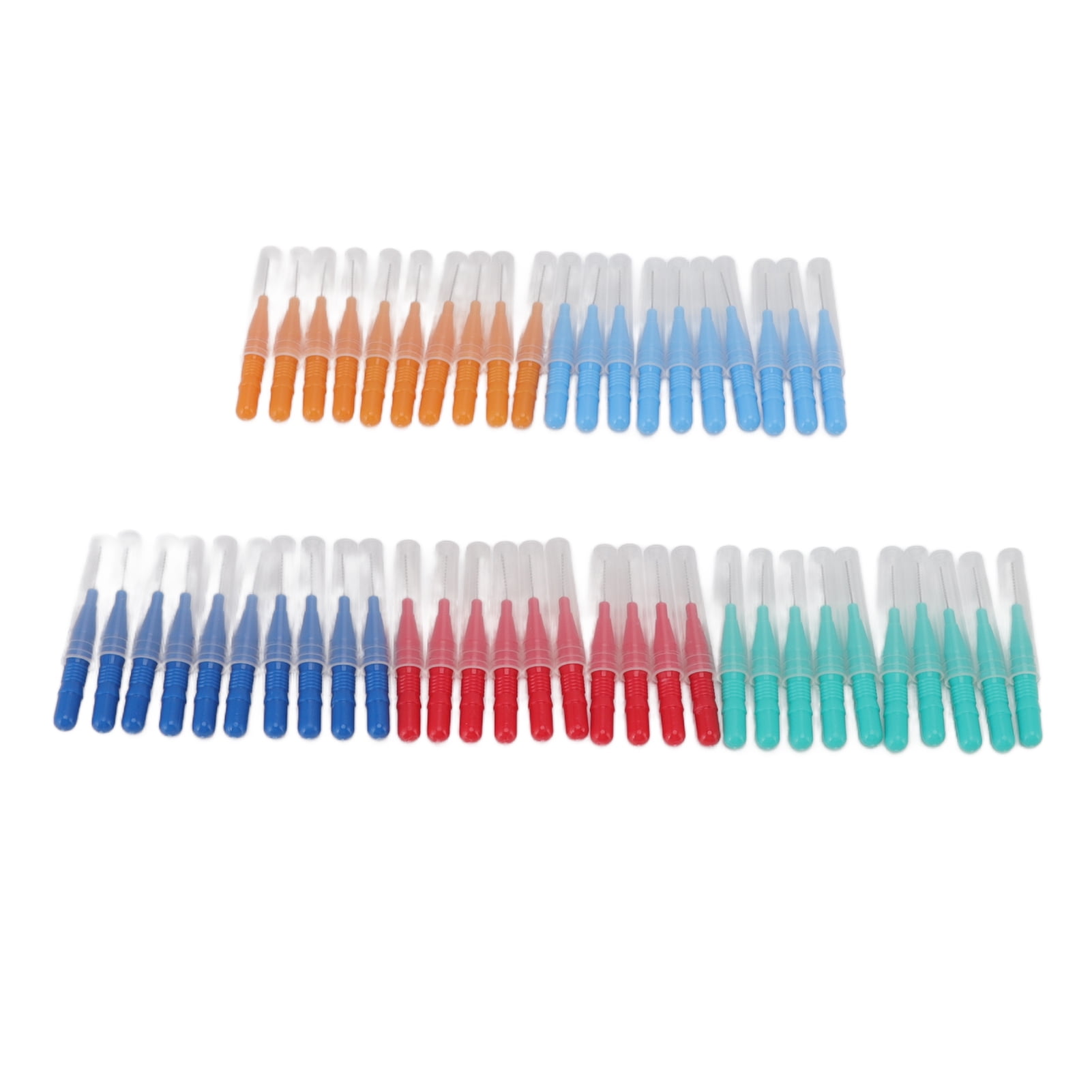 BIMZUC 50 Pcs Interdental Brushes, Tight Tooth Spacing Floss Cleaners for Plaque Removal, Oral Dental Health Picks & Tools (Red, Blue, Yellow, Green) 5.5 inches / 14 cm Length