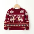 thumbnail image 4 of Suéter navideño 2024 con cuello redondo y estampado de ciervos, novedoso suéter navideño feo, chaqueta de punto de manga larga unisex para niños y niñas, 4 of 4
