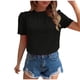 thumbnail image 1 of Blusas de Manga Corta para las Mujeres de la Moda Color Sólido Botón de Verano con Cuello Redondo, Poliéster, 1 of 7
