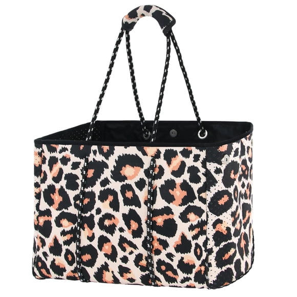 Bolso de Playa Grande QOGiR de Neopreno LEOPARDO para Mujer