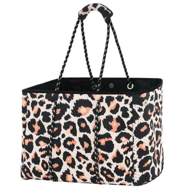 Bolso de Playa Grande QOGiR de Neopreno LEOPARDO para Mujer