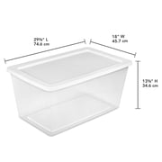 Sterilite 90 Quart Large Storage Bin, Clear Plastic Storage Container with Snap-On Lid, White