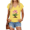 Yellow, variant on UNISHE Botanical Flower V Neck Short Sleeve Graphic Tee Women's Casual Print Top