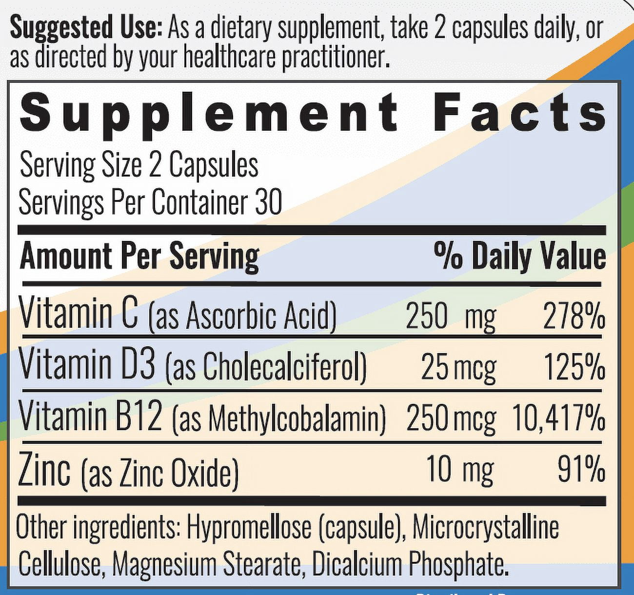 Vitamin BC BOOST Plus D3 & Zinc, 1 Bottle, 60 Count, Dietary Supplement, Vitamin C, Vitamin B
