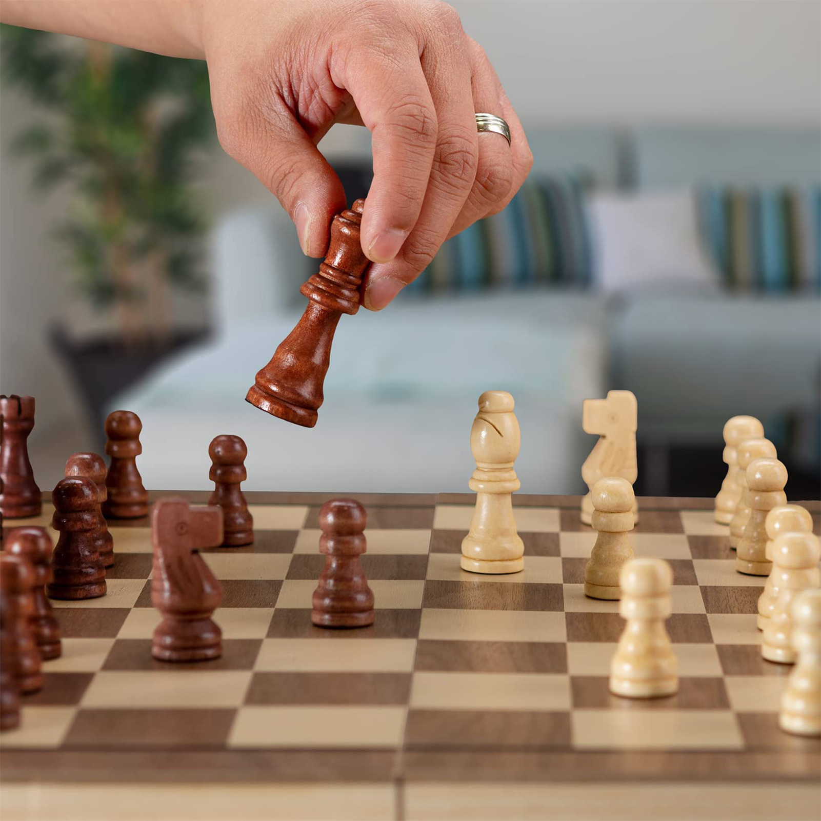 KiddiTouch Magnetic Wooden Chess Set, 15 Inch Folding Board photo 8