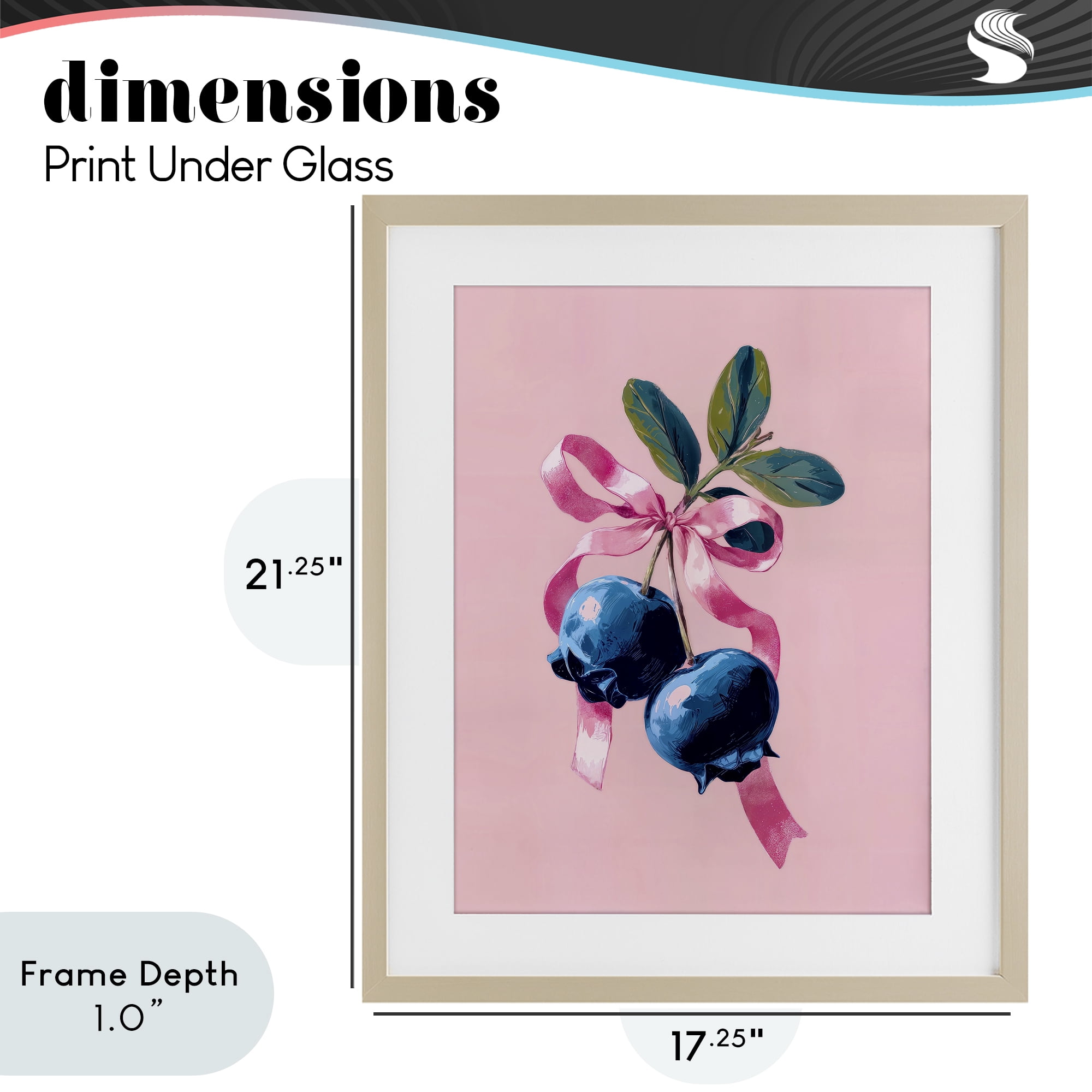 Stupell Industries Blueberry Branch with Pink Bow Birch Framed Print Under Glass, design by Imagine It Images